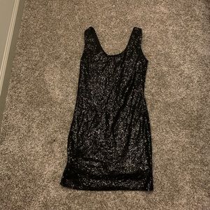 Black Sequin Midi Dress